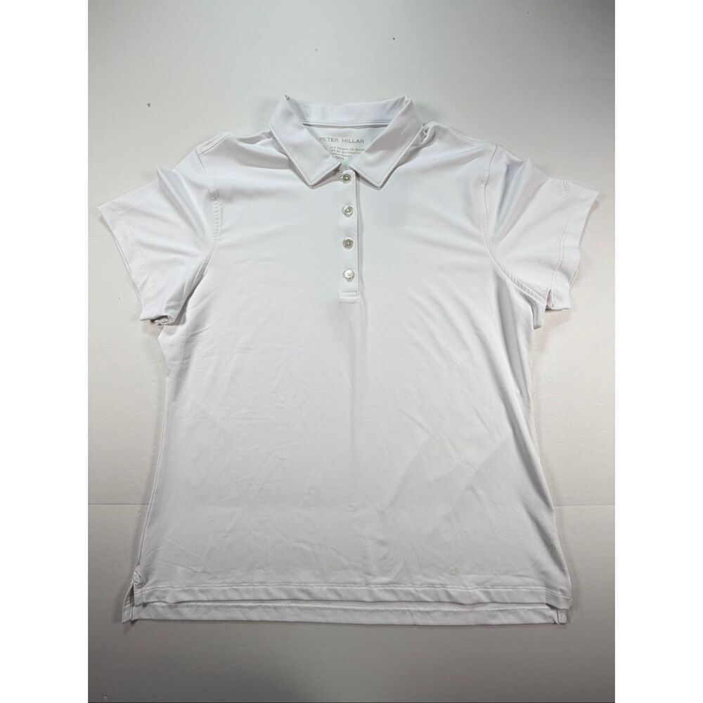 Peter Millar White Golf Polo Shirt Womens XL UPF 50+ RTX Embroidered Logo NWT